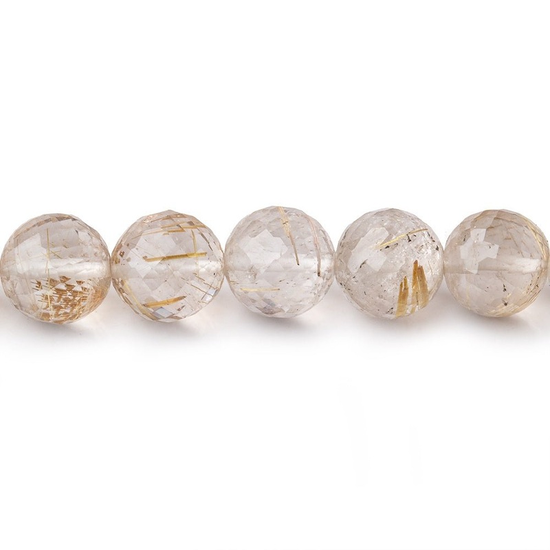 6-8mm Rutilated Quartz Faceted Round Beads 17 inch 63 pieces AA (ONLINE ORDER ONLY)