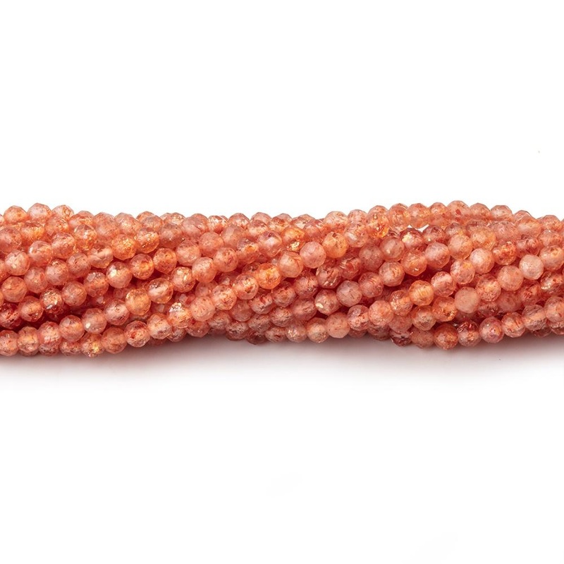 2.5mm Sunstone Micro Faceted Round Beads 12.5 inch 136 pieces AAA (ONLINE ORDER ONLY)