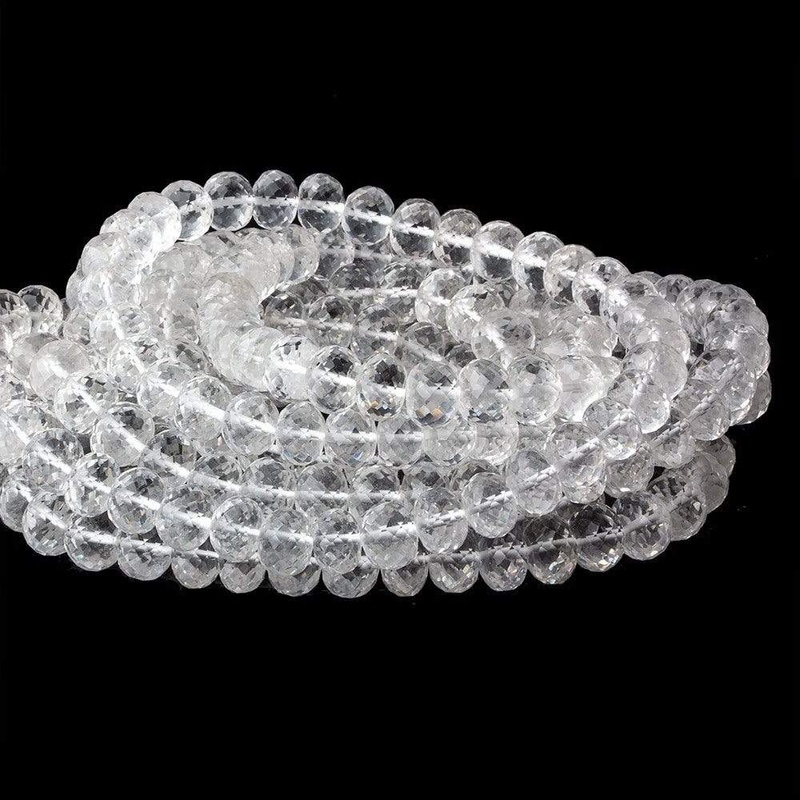 8-8.5mm Crystal Quartz Faceted Rondelle Beads 16 inch 65 pieces (ONLINE ORDER ONLY)