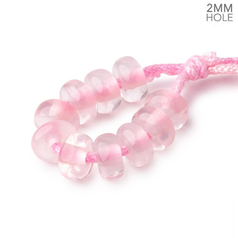 8mm Rose Quartz 2mm Large Hole Plain Rondelle Set of 10 (ONLINE ORDER ONLY)