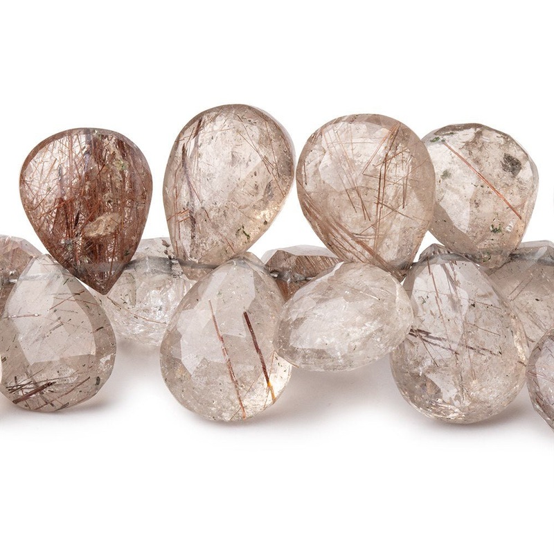 15×11-20x13mm Copper Rutilated Quartz Faceted Pear 8 inch 48 Beads (ONLINE ORDER ONLY)