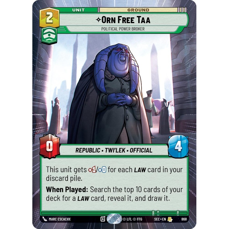 Orn Free Taa – Political Power Broker (Hyperspace Foil) (868) (868) [Secrets of Power]