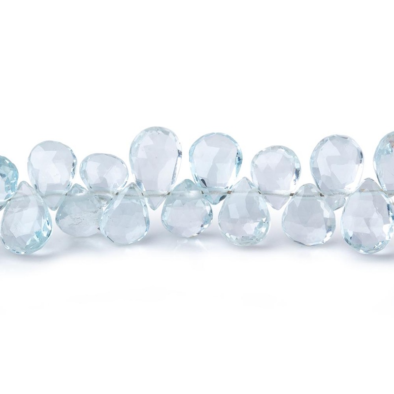 5-6mm Sky Blue Topaz Faceted Pear Beads 8 inch 76 pieces AA (ONLINE ORDER ONLY)