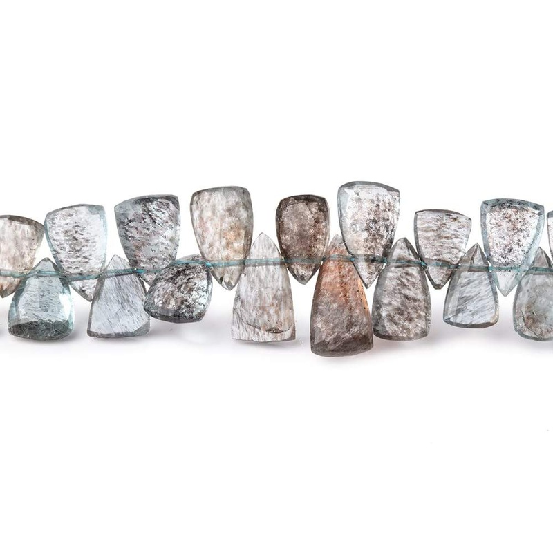 6×4-8x5mm Moss Aquamarine Top Drilled Faceted Points 7 inch 66 Beads (ONLINE ORDER ONLY)