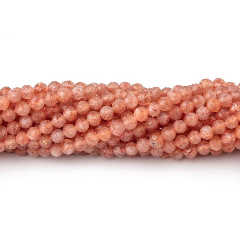 3mm Sunstone Micro Faceted Round Beads 12.5 inch 112 pieces (ONLINE ORDER ONLY)