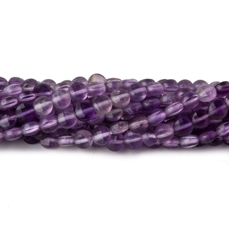4mm Shaded Amethyst checkerboard calibrated faceted coins 12.5 inch 85 beads AAA (ONLINE ORDER ONLY)