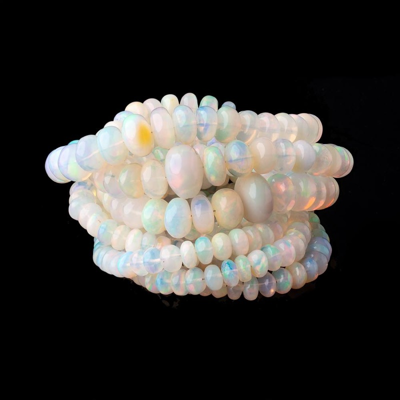 5-9.5mm Ethiopian Opal Plain Rondelle Beads 16 inch 106 pieces AA (ONLINE ORDER ONLY)