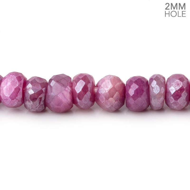 6mm Mystic Fuchsia Moonstone 2mm Large Hole Faceted Rondelles 8 inch 48 Beads (ONLINE ORDER ONLY)