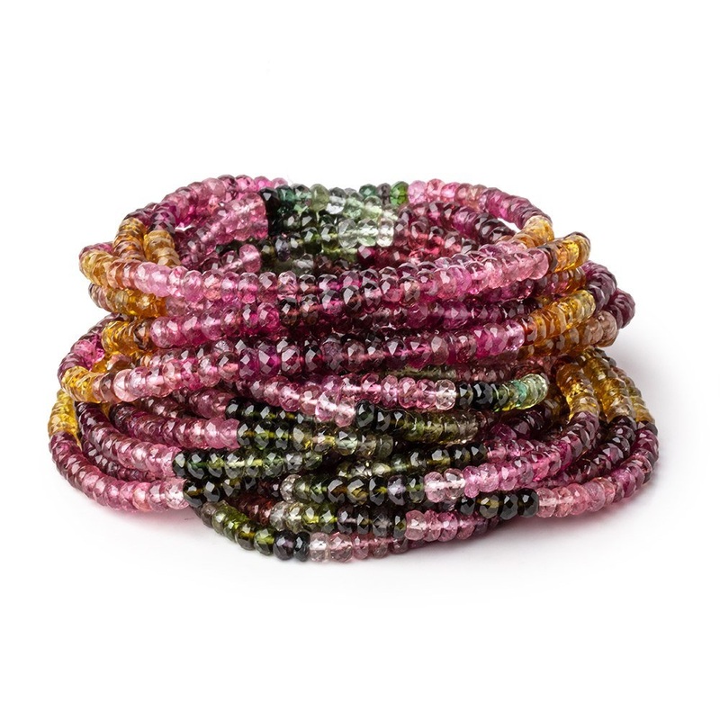 3.5-4mm Multi Color Tourmaline Faceted Rondelle Beads 17 inch 200 pieces AAA (ONLINE ORDER ONLY)