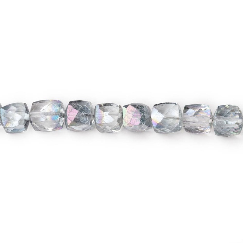 5-5.5mm Mystic White Topaz Faceted Cube Beads 8 inch 37 pieces (ONLINE ORDER ONLY)