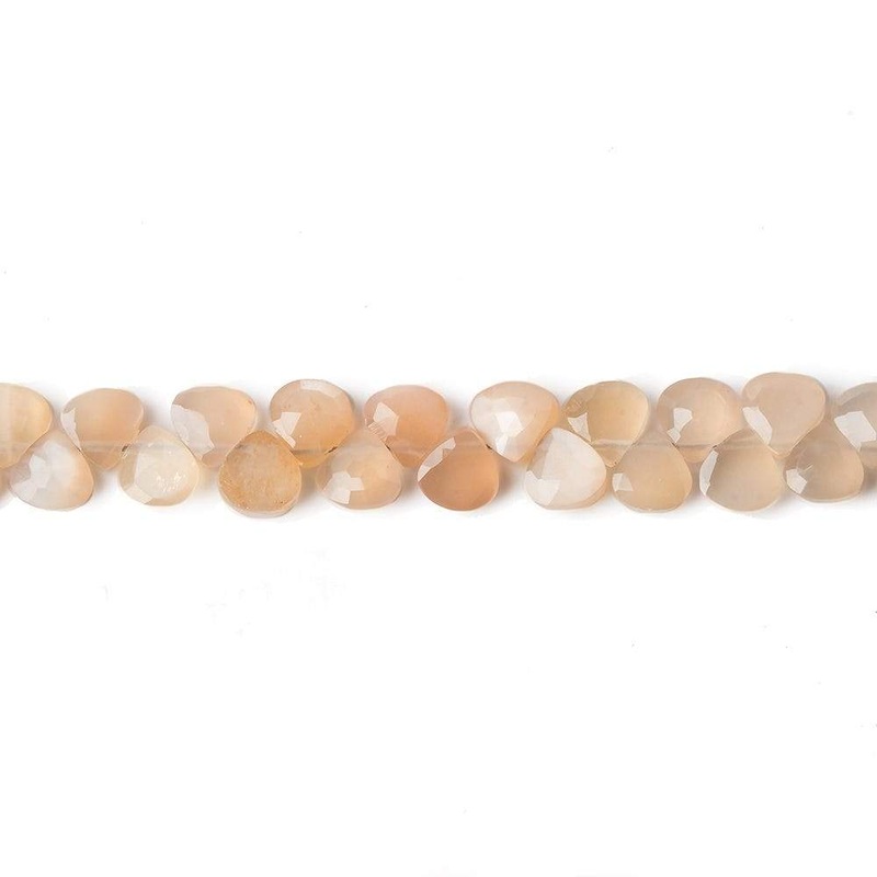 5x5mm Shaded Peach Moonstone Heart Micro-Briolette Beads 6 inch 54 pieces (ONLINE ORDER ONLY)