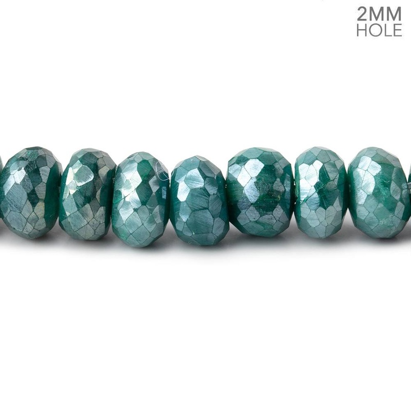 8-8.5mm Mystic Green Moonstone 2mm Large Hole Faceted Rondelles 8 inch 34 Beads (ONLINE ORDER ONLY)
