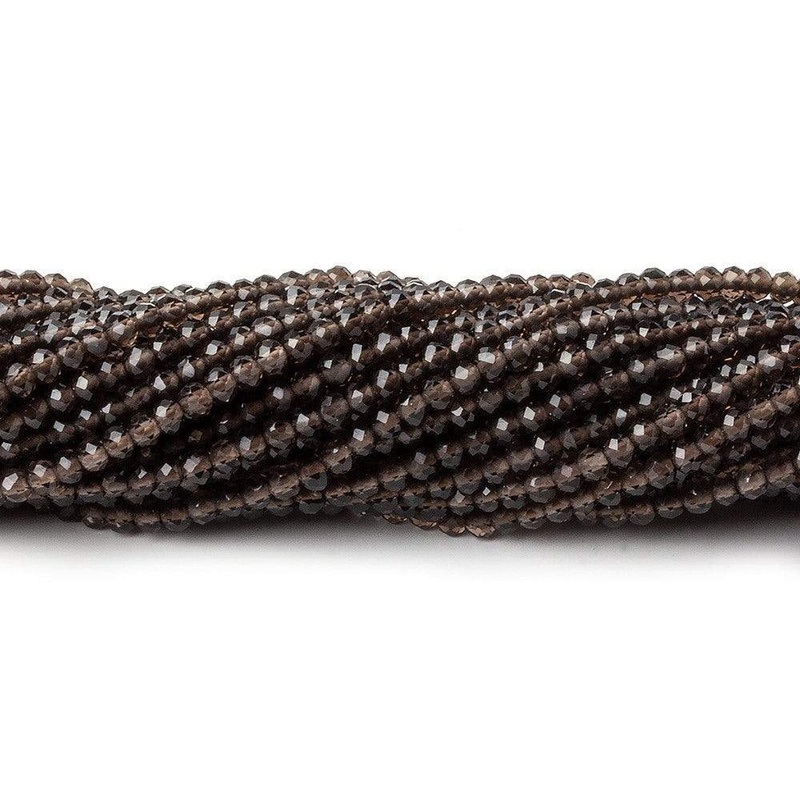 2mm Smoky Quartz Micro Faceted Rondelle Beads 13 inch 280 pieces (ONLINE ORDER ONLY)