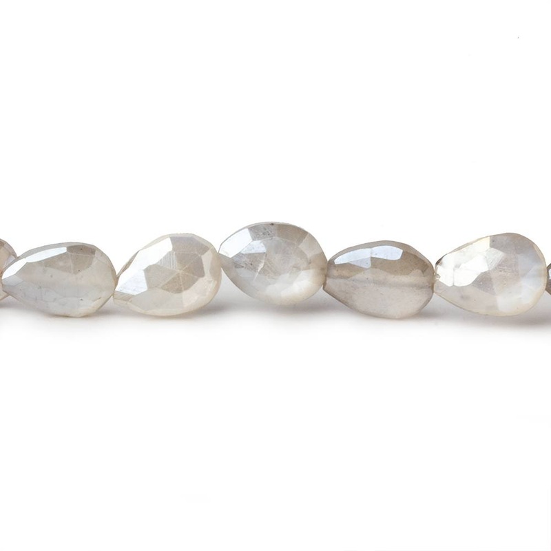 9×8-13x8mm Mystic Platinum Grey Moonstone faceted pears 14 inch 29 beads (ONLINE ORDER ONLY)