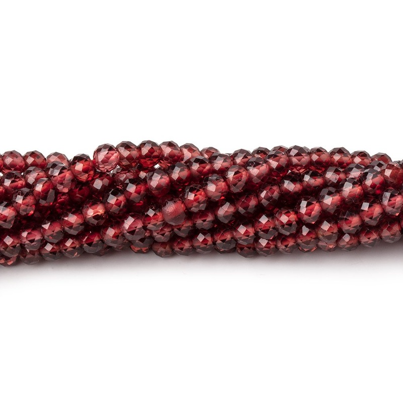 3.5mm Mozambique Garnet Micro Faceted Rondelle Beads 12.5 inch 114 pieces (ONLINE ORDER ONLY)