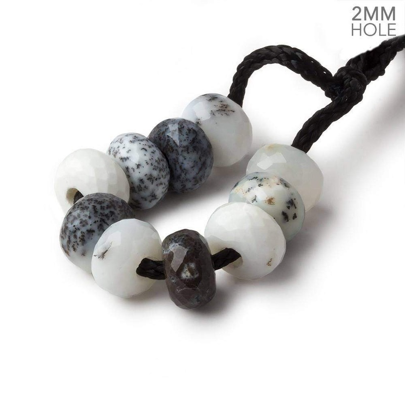 8mm Dendritic Opal 2mm Large Hole Faceted Rondelle Bead Set of 10 (ONLINE ORDER ONLY)