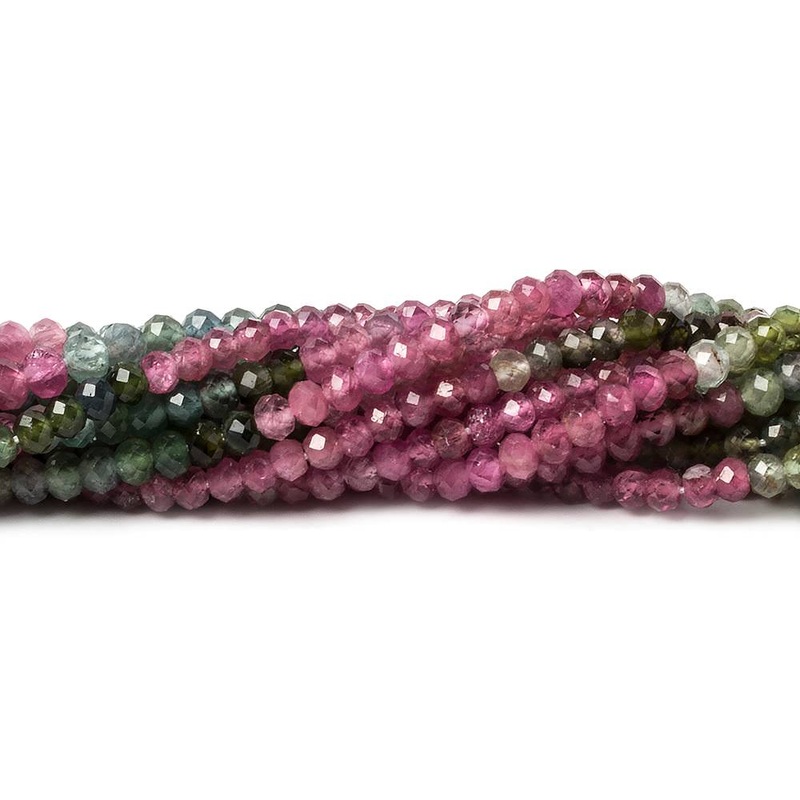 2.5-3mm Multi Color Tourmaline micro faceted rondelle beads 12.5 inch 115 pieces (ONLINE ORDER ONLY)