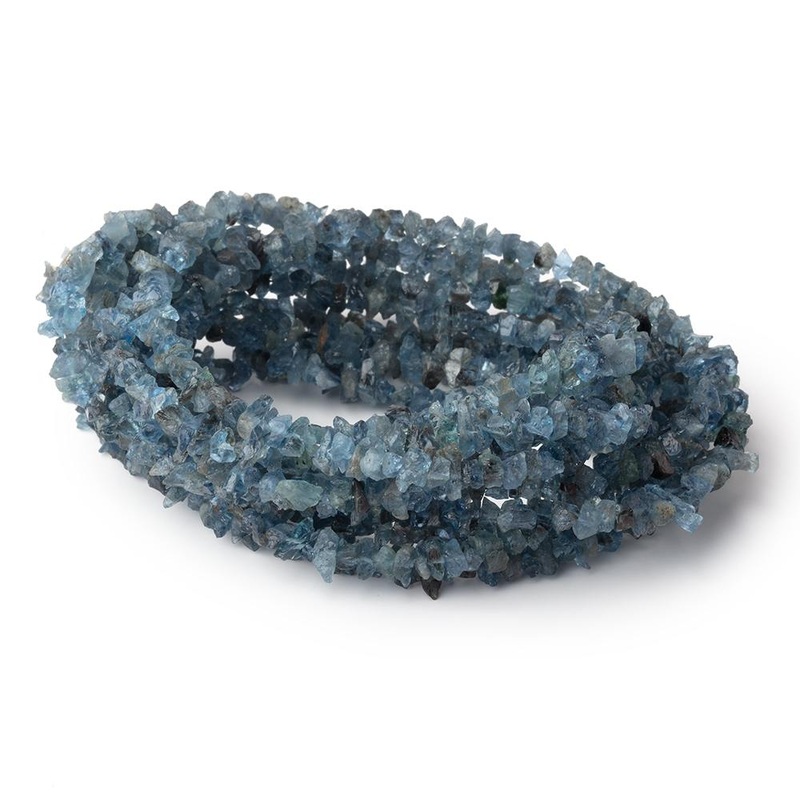 3-5mm Dark Blue Aquamarine Raw Crystal Beads 16 inch 185 pieces (ONLINE ORDER ONLY)