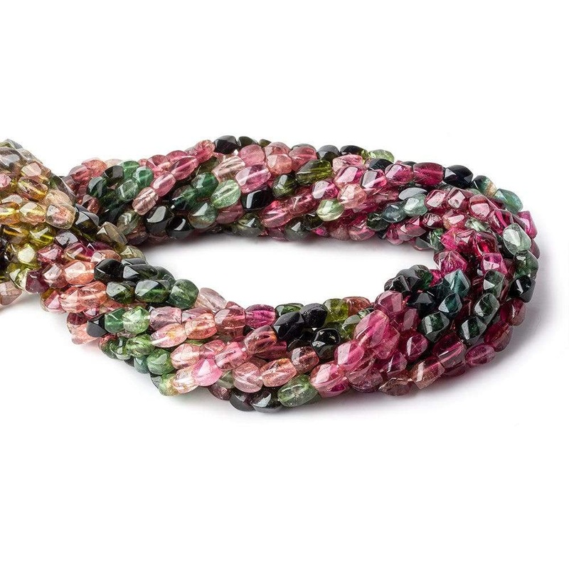 4×4-7x5mm Multi Color Tourmaline faceted Twists 16 inch 65 beads A (ONLINE ORDER ONLY)