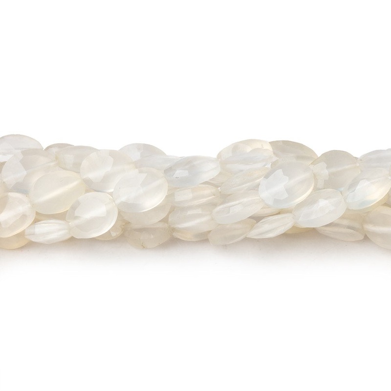 7x5mm White Chalcedony straight drilled faceted ovals 13.5 inch 44 beads (ONLINE ORDER ONLY)