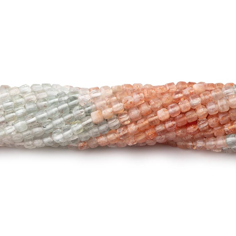 2.5mm Madagascar Sunstone Micro Faceted Cube Beads 12.5 inch 126 pieces (ONLINE ORDER ONLY)