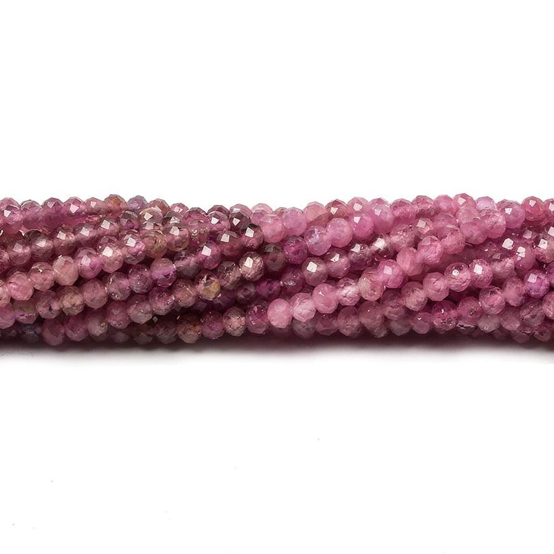 2.5mm Shaded Pink Tourmaline Micro faceted rondelle beads 13 inch 155 pcs (ONLINE ORDER ONLY)