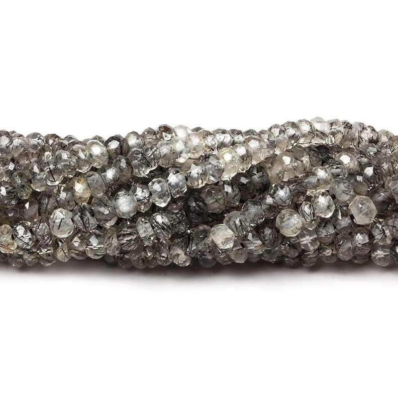 3-3.5mm Tourmalinated Quartz Beads Faceted Rondelle 14 inch 151 pcs (ONLINE ORDER ONLY)