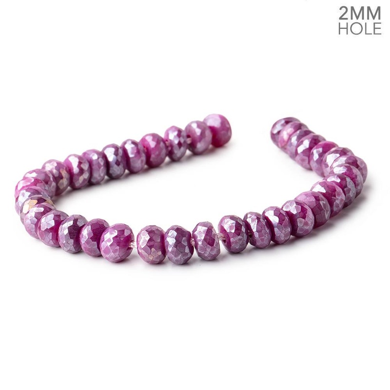 8-8.5mm Mystic Fuchsia Moonstone 2mm Large Hole Faceted Rondelles 8 inch 34 Beads (ONLINE ORDER ONLY)