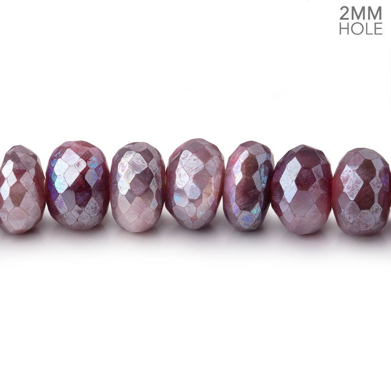 8-8.5mm Mystic Plum Moonstone 2mm Large Hole Faceted Rondelles 8 inch 36 Beads (ONLINE ORDER ONLY)