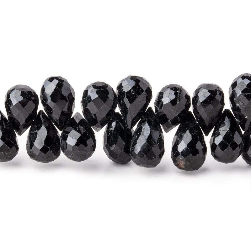 8×6-10x6mm Black Tourmaline Faceted Tear Drop Beads 6.5 inch 48 pieces (ONLINE ORDER ONLY)