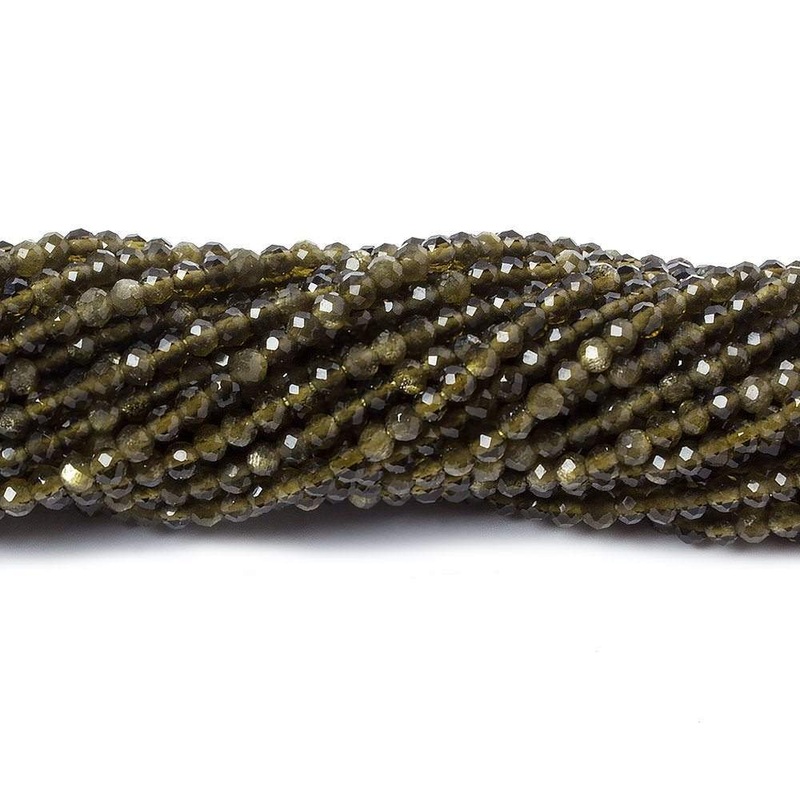 2mm Cat’s Eye Green Quartz Micro Faceted rondelles 13 inch 165 beads (ONLINE ORDER ONLY)