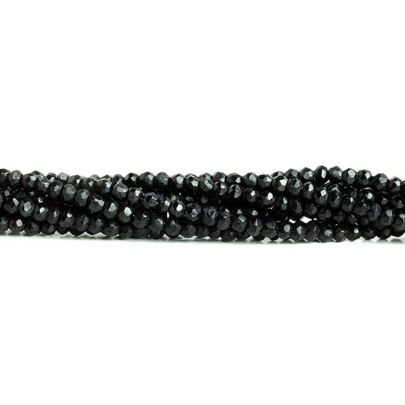3mm Black Tourmaline Faceted Rondelle Beads 13 inch 134 pieces (ONLINE ORDER ONLY)
