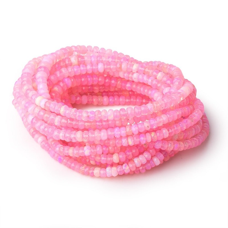 4.5-6.5mm Pink Ethiopian Opal Faceted Rondelle Beads 16 inch 136 pieces AA (ONLINE ORDER ONLY)