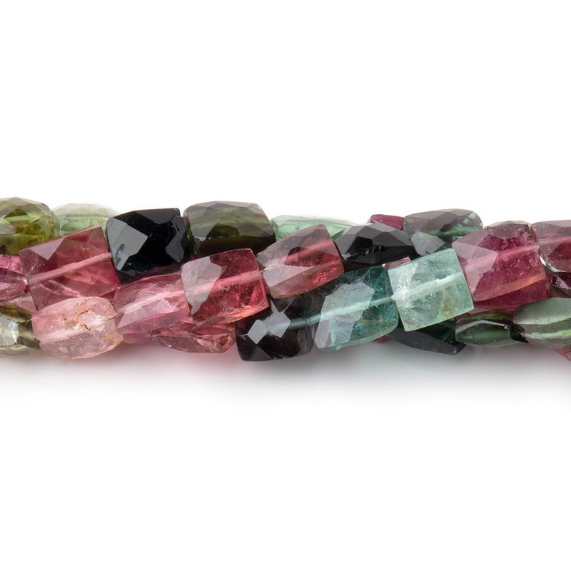6×5-7x5mm Multi Color Tourmaline Faceted Rectangle Beads 14.5 inch 54 pieces AA (ONLINE ORDER ONLY)
