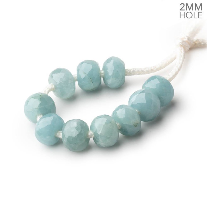 8mm Milky Aquamarine 2mm Large Hole Faceted Rondelle Bead Set of 10 (ONLINE ORDER ONLY)