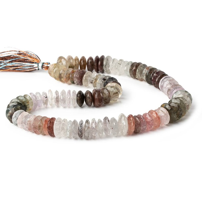 9mm Sagenetic Quartz German Faceted Rondelle beads 16 inches 112 pcs A grade (ONLINE ORDER ONLY)