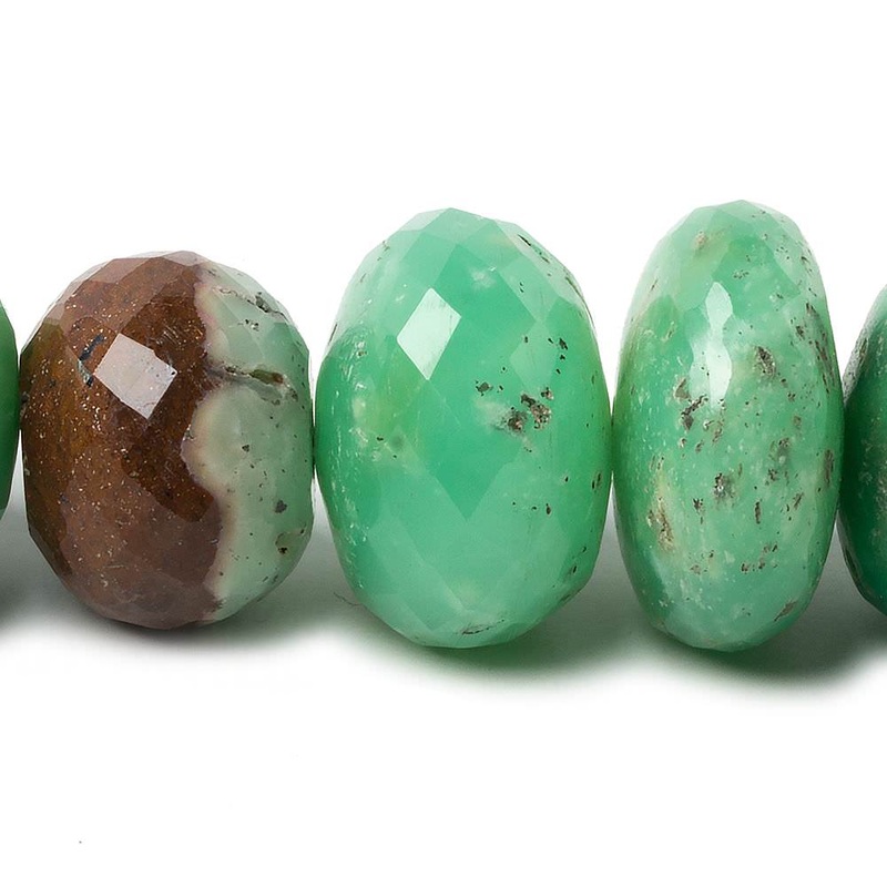 16-20mm Chrysoprase and Iron Ore Matrix Faceted Rondelle Beads 8 inch 19 pieces (ONLINE ORDER ONLY)