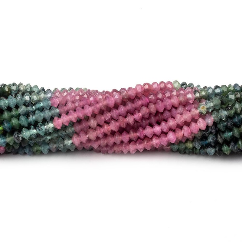 3mm Multi Color Tourmaline micro faceted disc rondelle beads 12.5 inch 155 pieces AAA (ONLINE ORDER ONLY)