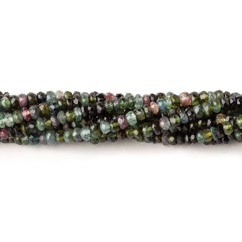 4.5mm Multi Color Tourmaline Faceted Rondelle Beads 16 inch 135 beads (ONLINE ORDER ONLY)