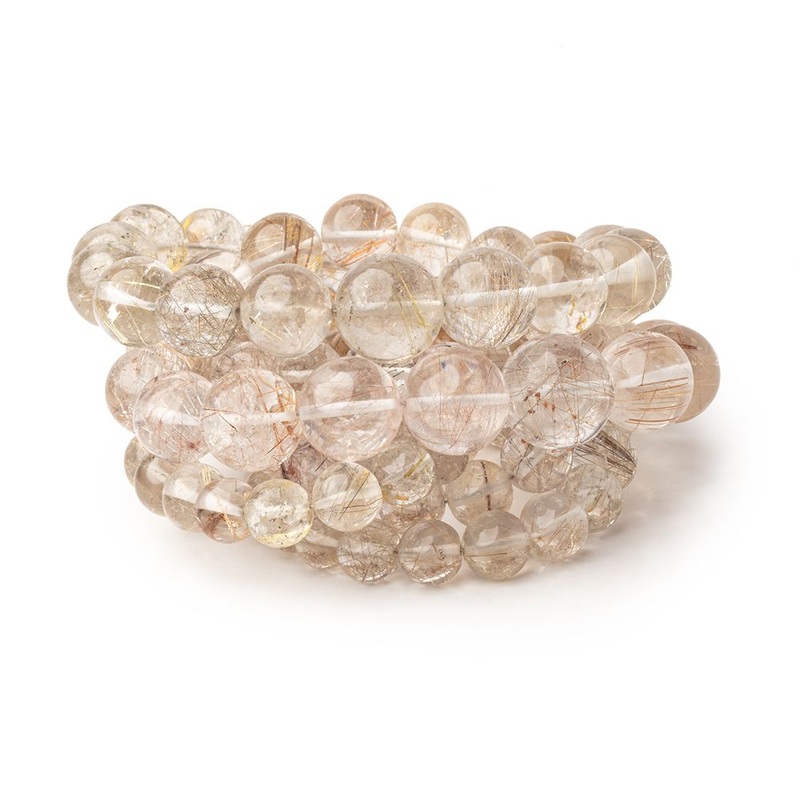 5-12mm Rutilated Quartz Plain Round Beads 16 inch 54 pieces (ONLINE ORDER ONLY)