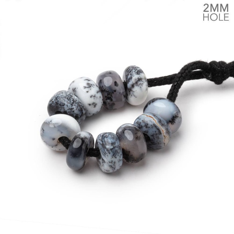8mm Dendritic Opal 2mm Large Hole Plain Rondelle Set of 10 (ONLINE ORDER ONLY)