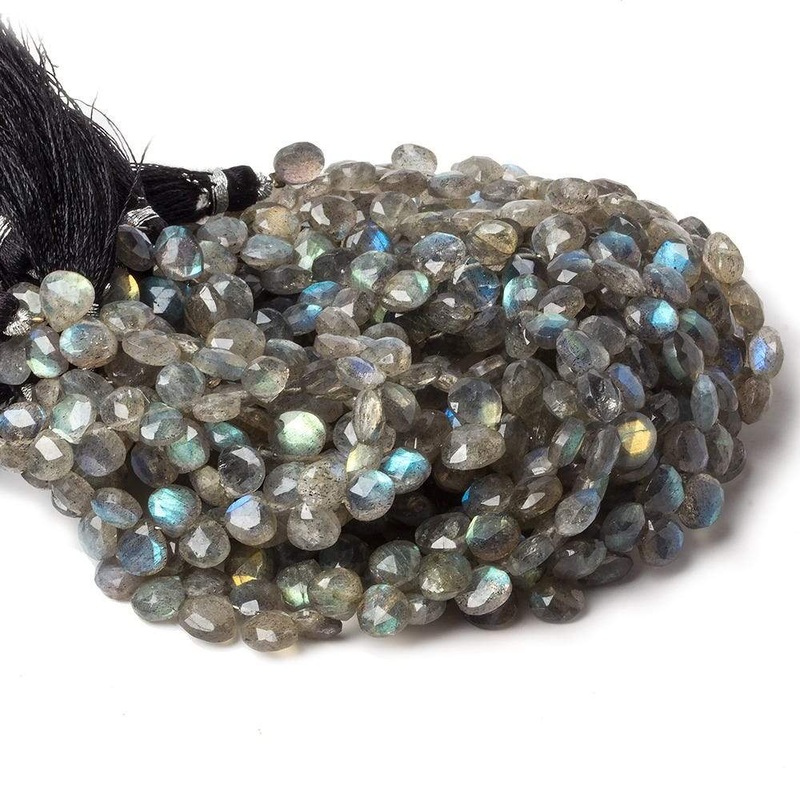 7mm Labradorite Faceted Heart Beads 7 inch 42 pieces (ONLINE ORDER ONLY)