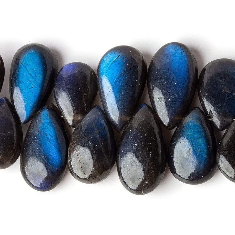 8×6-15x8mm Black Labradorite Plain Pear Briolettes 90 pieces 14 inch (ONLINE ORDER ONLY)