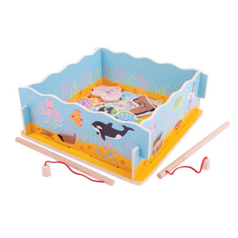 Wooden Magnetic Fishing Game with Base