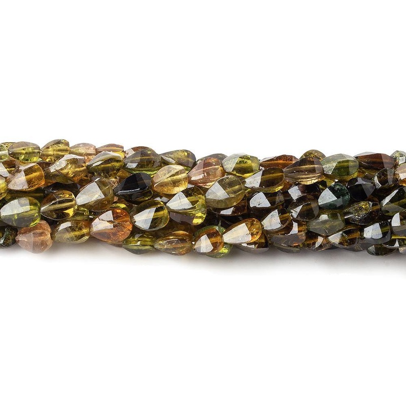 5x4mm Green and Brown Tourmaline Faceted Fancy Beads 80 beads 15 inch (ONLINE ORDER ONLY)