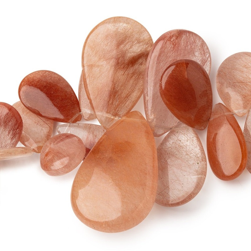 14×9-32x20mm Rutilated Quartz Plain Pear Beads 8 inch 46 pieces (ONLINE ORDER ONLY)