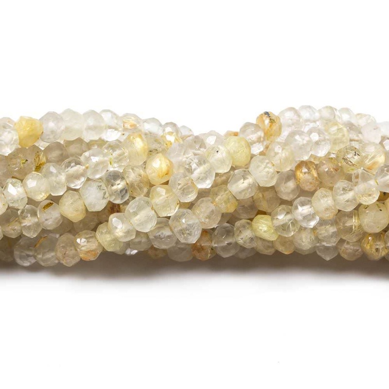 3mm Golden Rutilated Quartz Faceted Rondelle Beads 13.5 inch 132 pieces (ONLINE ORDER ONLY)