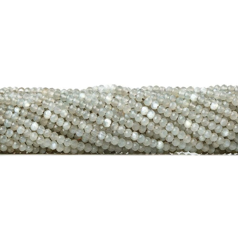 3mm Light Mink Grey Moonstone microfaceted rondelle beads 13 inch 135 pieces (ONLINE ORDER ONLY)