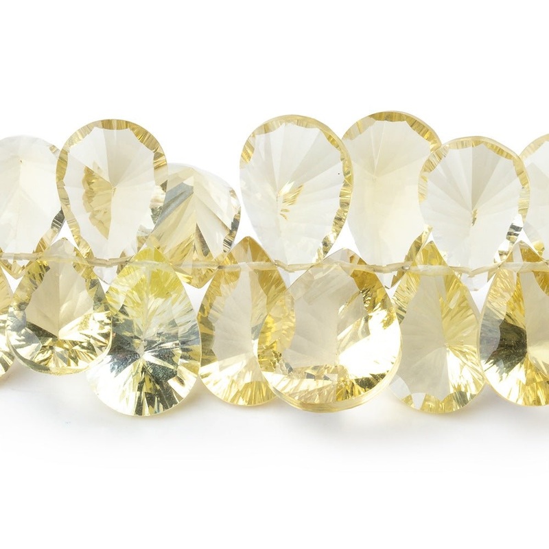 11×7-17x11mm Lemon Quartz Concave Faceted Pear Beads 7.5 inch 47 pieces AAA (ONLINE ORDER ONLY)