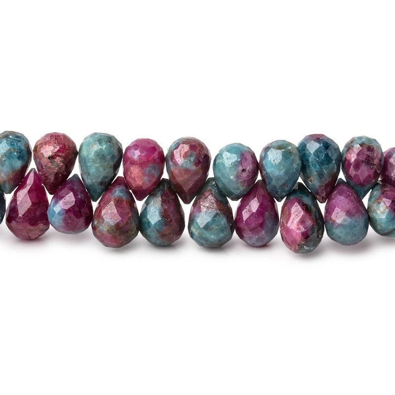 7×5-9x6mm Ruby in Kyanite Faceted Tear Drop Beads 8 inch 77 pieces (ONLINE ORDER ONLY)